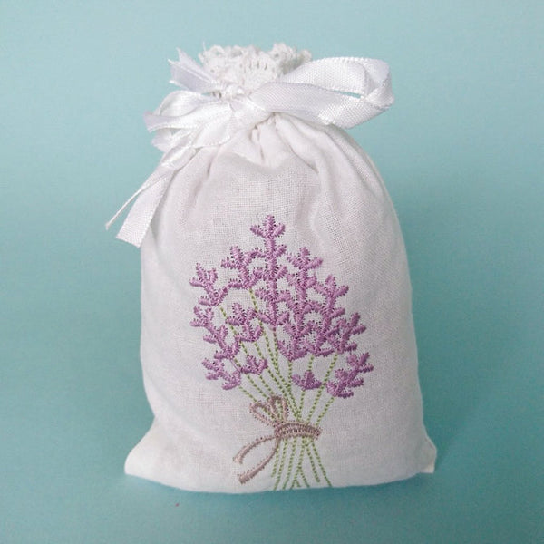 Lavender bag with embroidered detail